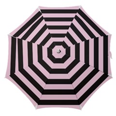 Black And Light Pastel Pink Large Stripes Goth Mime French Style Straight Umbrellas by genx
