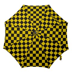 Checkerboard Pattern Black And Yellow Ancap Libertarian Hook Handle Umbrellas (small) by snek
