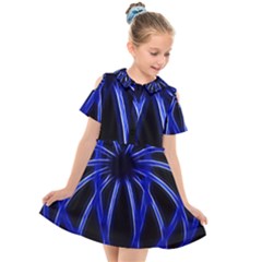Light Effect Blue Bright Design Kids  Short Sleeve Shirt Dress by HermanTelo