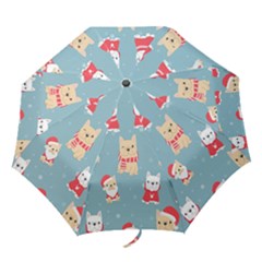 Cute French Bulldog Puppy Dog Christmas Costume Seamless Pattern Folding Umbrellas by Vaneshart
