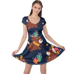 Colorful Funny Christmas Pattern Cap Sleeve Dress by Vaneshart