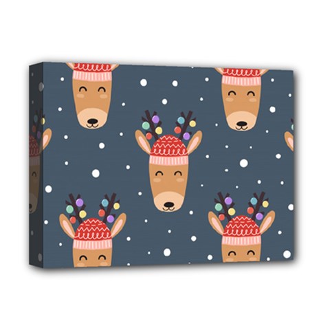 Cute Deer Heads Seamless Pattern Christmas Deluxe Canvas 16  X 12  (stretched)  by Vaneshart