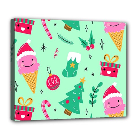 Funny Christmas Pattern Background Deluxe Canvas 24  X 20  (stretched) by Vaneshart