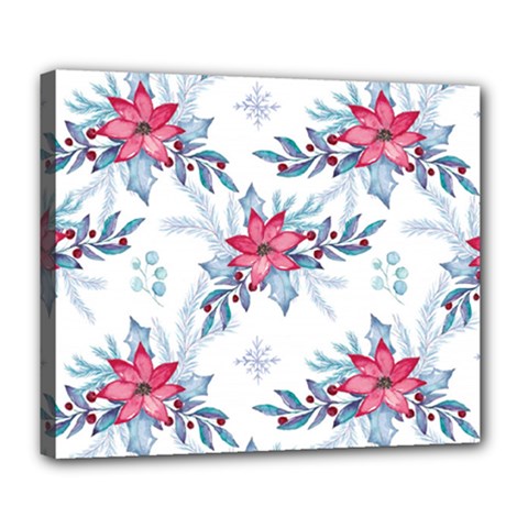 Watercolor Christmas Floral Seamless Pattern Deluxe Canvas 24  X 20  (stretched) by Vaneshart