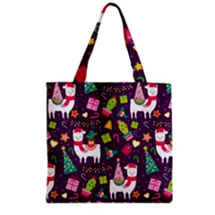 Colorful Funny Christmas Pattern Zipper Grocery Tote Bag by Vaneshart