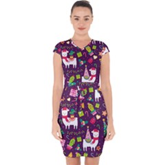Colorful Funny Christmas Pattern Capsleeve Drawstring Dress  by Vaneshart