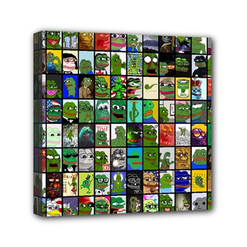 Pepe The Frog Memes Of 2019 Picture Patchwork Pattern Mini Canvas 6  X 6  (stretched) by snek