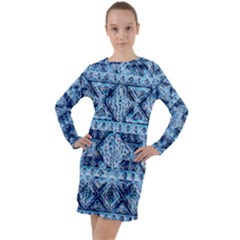 African Pattern2 Long Sleeve Hoodie Dress by MijizaCreations