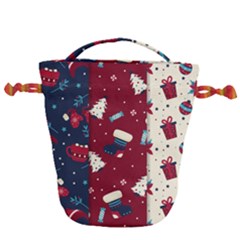 Flat Design Christmas Pattern Collection Art Drawstring Bucket Bag by Vaneshart