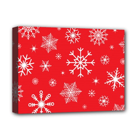 Christmas Seamless With Snowflakes Snowflake Pattern Red Background Winter Deluxe Canvas 16  X 12  (stretched)  by Vaneshart