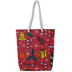 Colorful Funny Christmas Pattern Full Print Rope Handle Tote (small) by Vaneshart