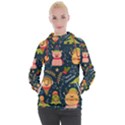 Colorful Funny Christmas Pattern Merry Christmas Xmas Women s Hooded Pullover View1
