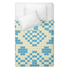 Beautiful Knitted Christmas Pattern Blue White Duvet Cover Double Side (single Size) by Vaneshart