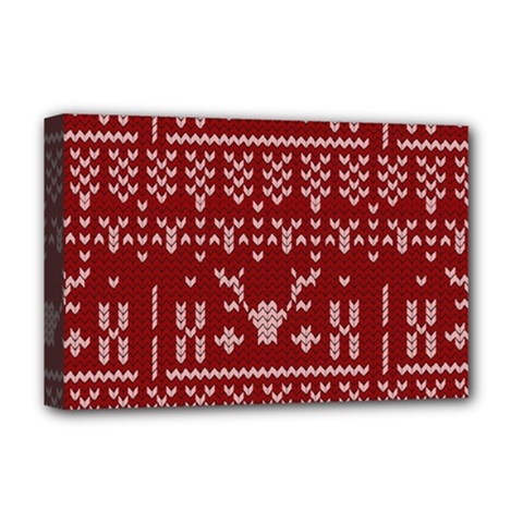 Beautiful Knitted Christmas Pattern Red Deluxe Canvas 18  X 12  (stretched) by Vaneshart