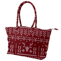 Beautiful Knitted Christmas Pattern Red Canvas Shoulder Bag by Vaneshart