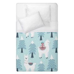 Christmas Tree Cute Lama With Gift Boxes Seamless Pattern Duvet Cover (single Size) by Vaneshart