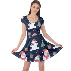 Colourful Funny Christmas Pattern Cap Sleeve Dress by Vaneshart