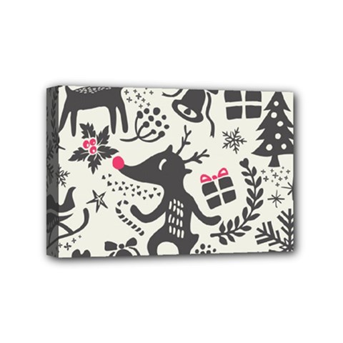 Hand Drawn Pattern Christmas Mini Canvas 6  X 4  (stretched) by Vaneshart