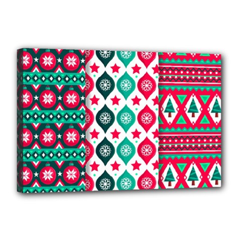 Flat Design Christmas Pattern Collection Canvas 18  X 12  (stretched) by Vaneshart