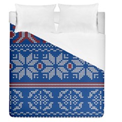 Beautiful Knitted Christmas Pattern Duvet Cover (queen Size) by Vaneshart