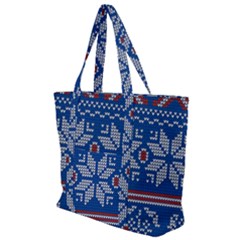 Beautiful Knitted Christmas Pattern Zip Up Canvas Bag by Vaneshart