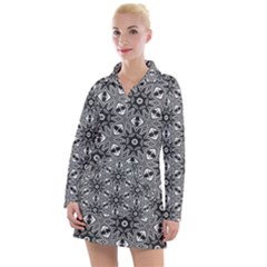 Black And White Pattern Women s Long Sleeve Casual Dress by HermanTelo