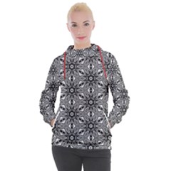 Black And White Pattern Women s Hooded Pullover by HermanTelo
