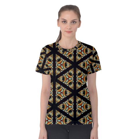 Pattern Stained Glass Triangles Women s Cotton Tee by HermanTelo