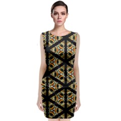Pattern Stained Glass Triangles Sleeveless Velvet Midi Dress by HermanTelo