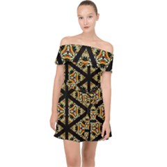 Pattern Stained Glass Triangles Off Shoulder Chiffon Dress by HermanTelo