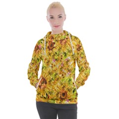 Orange Yellow Sunflowers Women s Hooded Pullover by retrotoomoderndesigns