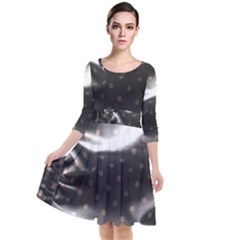Polka Dots 1 2 Quarter Sleeve Waist Band Dress by bestdesignintheworld