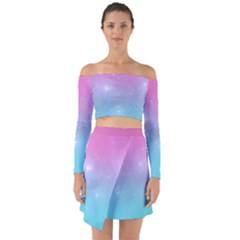 Pastel Goth Galaxy  Off Shoulder Top With Skirt Set by thethiiird