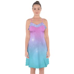 Pastel Goth Galaxy  Ruffle Detail Chiffon Dress by thethiiird