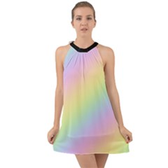 Pastel Goth Rainbow  Halter Tie Back Chiffon Dress by thethiiird