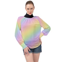 Pastel Goth Rainbow  High Neck Long Sleeve Chiffon Top by thethiiird