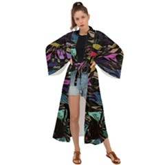 Background Drawing Colorful Pattern Maxi Kimono by Vaneshart