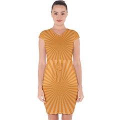 Background Graphic Modern Orange Capsleeve Drawstring Dress  by Vaneshart