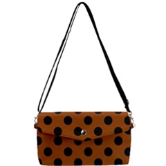 Polka Dots - Black On Burnt Orange Removable Strap Clutch Bag by FashionBoulevard