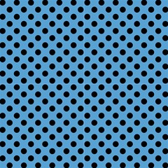 Polka Dots Black On Carolina Blue Fabric by FashionBoulevard