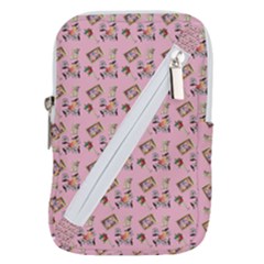 Robin Art Pink Pattern Belt Pouch Bag (small) by snowwhitegirl