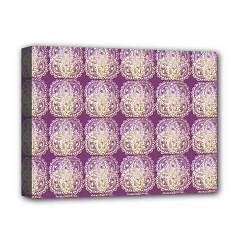 Doily Only Pattern Purple Deluxe Canvas 16  X 12  (stretched)  by snowwhitegirl