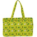 Green Elephant Pattern Yellow Canvas Work Bag View1