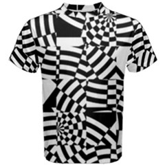 Black And White Crazy Pattern Men s Cotton Tee by Sobalvarro