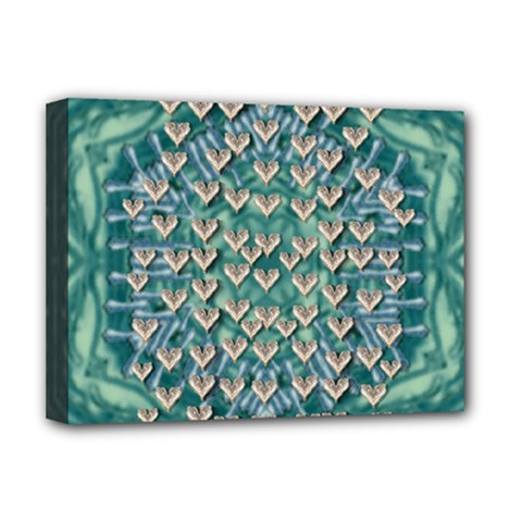 Heavy Metal Hearts And Belive In Sweet Love Deluxe Canvas 16  X 12  (stretched)  by pepitasart
