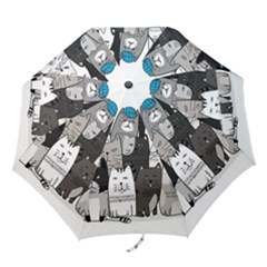 Cute Cat Hand Drawn Cartoon Style Folding Umbrellas by Vaneshart