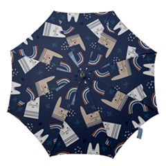 Colorful Cute Cats Seamless Pattern Hook Handle Umbrellas (large) by Vaneshart
