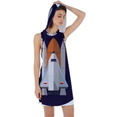 Rocket Space Universe Spaceship Racer Back Hoodie Dress by Wegoenart