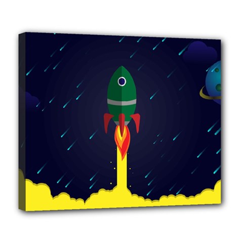 Rocket Halftone Astrology Astronaut Deluxe Canvas 24  X 20  (stretched) by Wegoenart