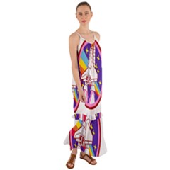 Pink Rainbow Rocket Cami Maxi Ruffle Chiffon Dress by Wegoenart